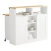 Rootz Living Köksö>Rootz Modern skänk med skjutdörrar - Köksö - Kommod - Justerbara hyllor - Vikbar arbetsyta - Gummiträ & MDF - 110cm x 97cm x 66cm - Vit