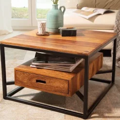 Rootz Living Soffbord>Rootz Modern Soffbord - Fyrkantigt bord - Förvaringsutrymme - Metallram - 60cm x 60cm x 40cm