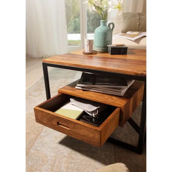 Rootz Living Soffbord>Rootz Modern Soffbord - Fyrkantigt bord - Förvaringsutrymme - Metallram - 60cm x 60cm x 40cm