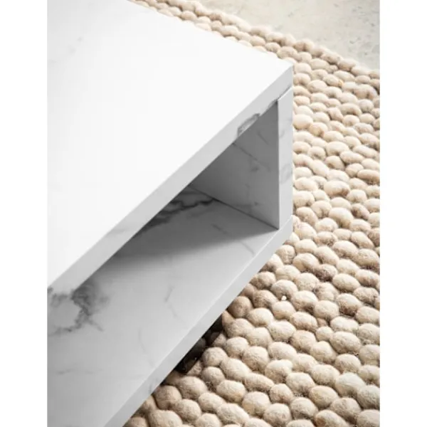 Rootz Living Soffbord>Rootz Modern soffbord - marmorutseende - stor bordsskiva - barriärfri förvaring - 100 cm x 50 cm x 25 cm