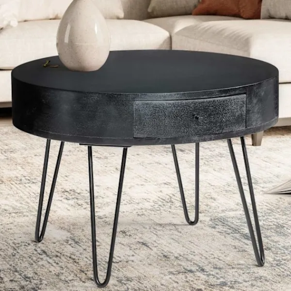 Rootz Living Soffbord>Rootz Modern soffbord - Strikande soffbord - Rund förvaringsbord - Unik design - 60 cm x 60 cm x 43 cm