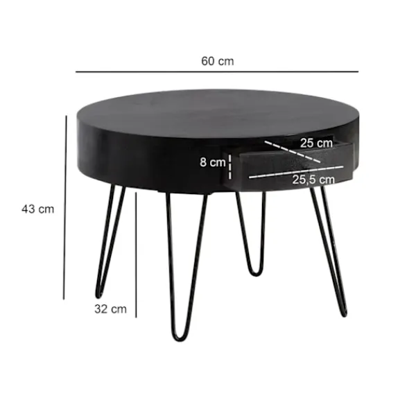 Rootz Living Soffbord>Rootz Modern soffbord - Strikande soffbord - Rund förvaringsbord - Unik design - 60 cm x 60 cm x 43 cm