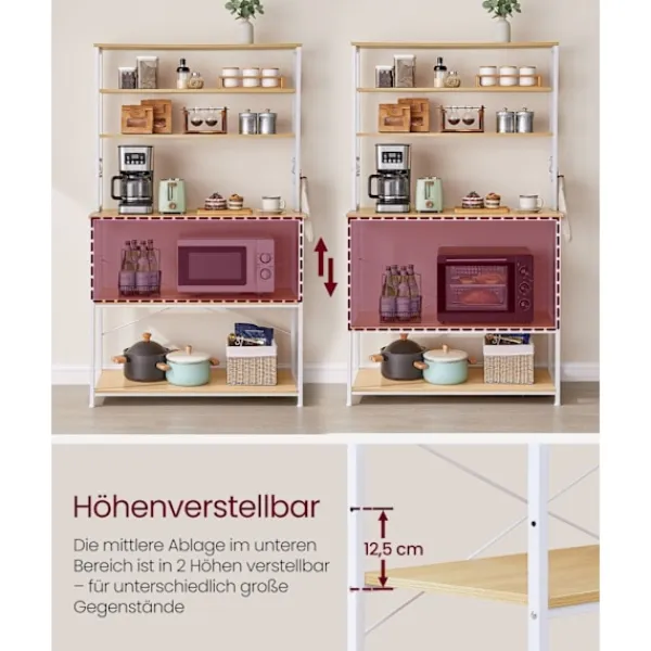 Rootz Living Köksö>Rootz Oak White Cake Rack - Köksarrangör - Förvaringshylla - Spånskiva och stål - 40cm x 100cm x 167cm - Heavy Duty - Enkel montering - Anti-tipfunkti | Fyndiq