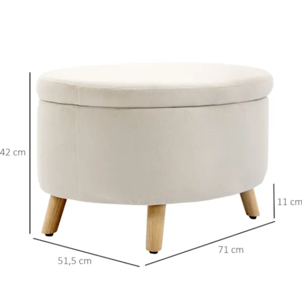 Rootz Living Pallar>Rootz Oval Velvet Bench - Lagring Stool - Foot Pall - Håller upp till 80 kg - 71 x 51,5 x 42 cm - Stylsk brun design