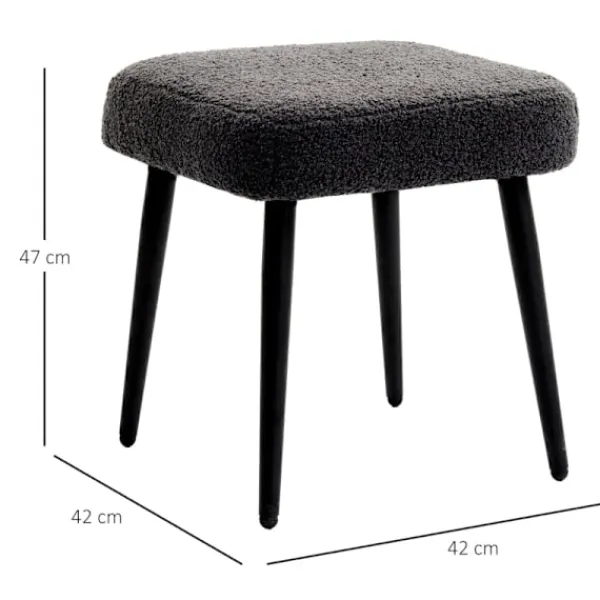 Rootz Living Pallar>Rootz Pall - Fotstöd - Osmanskt - Tyg i kashmirlook - Accentstol - 42 cm x 42 cm x 47 cm - Mörkgrå - Stålben - 10 cm kudde