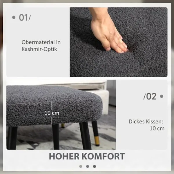 Rootz Living Pallar>Rootz Pall - Fotstöd - Osmanskt - Tyg i kashmirlook - Accentstol - 42 cm x 42 cm x 47 cm - Mörkgrå - Stålben - 10 cm kudde