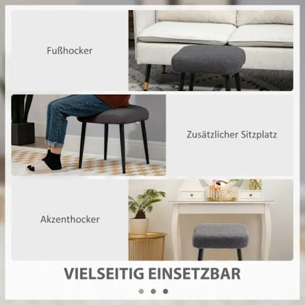 Rootz Living Pallar>Rootz Pall - Fotstöd - Osmanskt - Tyg i kashmirlook - Accentstol - 42 cm x 42 cm x 47 cm - Mörkgrå - Stålben - 10 cm kudde