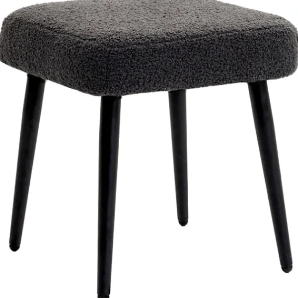 Rootz Living Pallar>Rootz Pall - Fotstöd - Osmanskt - Tyg i kashmirlook - Accentstol - 42 cm x 42 cm x 47 cm - Mörkgrå - Stålben - 10 cm kudde
