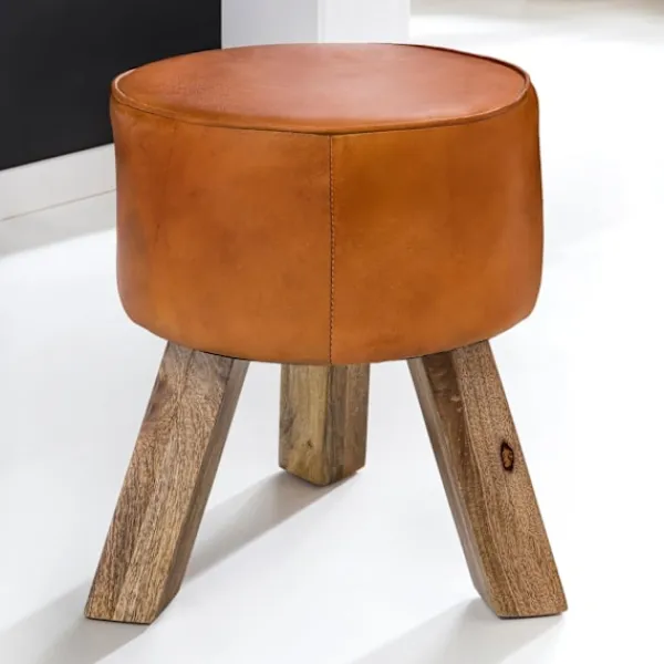 Rootz Living Pallar>Rootz Pall - Pall - Hocker - Puff - Getskinn - Handgjord - Mango
