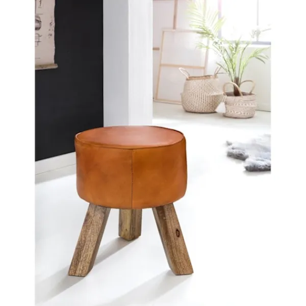 Rootz Living Pallar>Rootz Pall - Pall - Hocker - Puff - Getskinn - Handgjord - Mango