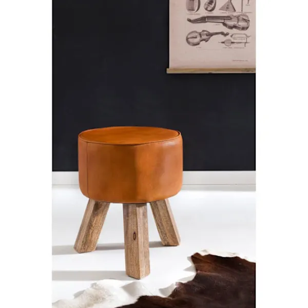 Rootz Living Pallar>Rootz Pall - Pall - Hocker - Puff - Getskinn - Handgjord - Mango