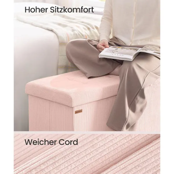 Rootz Living Kistor & Koffertar>Rootz Pink Seat Chest - Lagringsbänk - Ottoman - Hög elastiskt skum - 38 cm x 110 cm x 38 cm