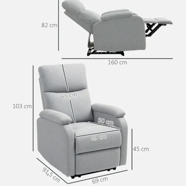 Rootz Living Fåtöljer>Rootz Recliner Fåtölj - avslappningsstol - Uppbyggd fåtölj - Optimal komfort - 69 cm x 91,5 cm x 103 cm (upprättstående dimensioner)