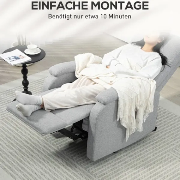 Rootz Living Fåtöljer>Rootz Recliner Fåtölj - avslappningsstol - Uppbyggd fåtölj - Optimal komfort - 69 cm x 91,5 cm x 103 cm (upprättstående dimensioner)
