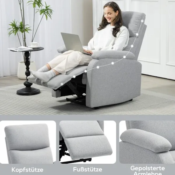 Rootz Living Fåtöljer>Rootz Recliner Fåtölj - avslappningsstol - Uppbyggd fåtölj - Optimal komfort - 69 cm x 91,5 cm x 103 cm (upprättstående dimensioner)