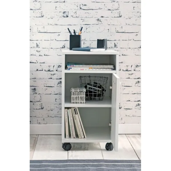 Rootz Living Kontorsmöbler>Rootz rullcontainer vit 33x60x38cm lådskåp kontorscontainer - Skrivbordsbehållare med dörr & bricka - Kontorsbehållare sidobehållare med hjul - Liten | Fyndiq