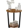 Rootz Living Småbord>Rootz Runt Sidobord - Soffbord - Litet vardagsrumsbord - Vintage Design - 50cm x 53cm - Trämaterial - Metallram