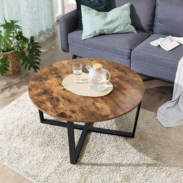 Rootz Living Soffbord>Rootz runt soffbord - Industriell stil - Sidobord - Cocktailbord - 88 x 88 x 47 cm