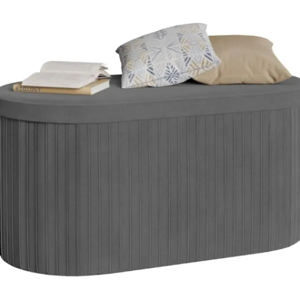 Rootz Living Pallar>Rootz sammet vikbar förvaringspall - ottoman - säte bröstet - bekvämt skum - 76x38x38 cm, grå