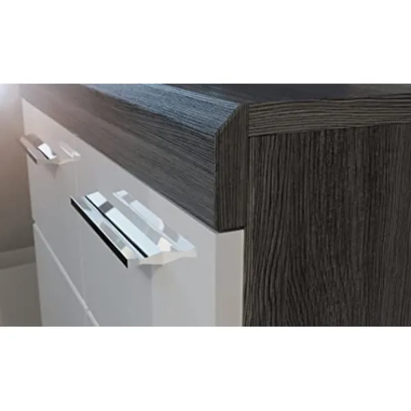 Rootz Living Byråer>Rootz scout byrå x trä - vit hög glans front - rök silver kropp - 80 cm x 85 cm x 37 cm - modern design - fsc certifierad