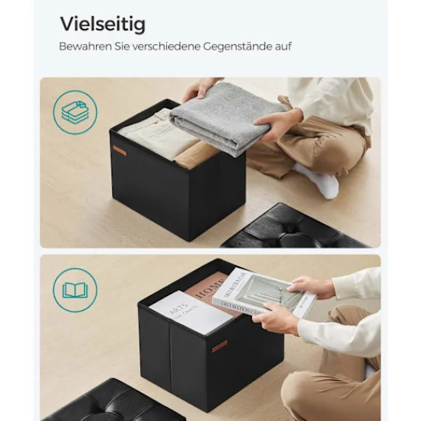 Rootz Living Sittpuffar>Rootz Seat Chest - Förvaring Ottoman - Fotpall - Multifunktionell - 31cm x 41cm x 31cm - Snygg design - PU/MDF/Foam - 2,1kg
