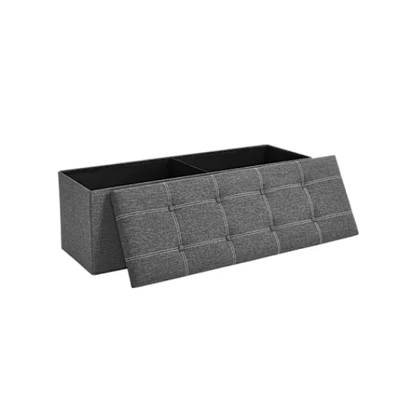 Rootz Living Kistor & Koffertar>Rootz Seat Chest Ottoman - Förvaringsbänk - Mörkgrå - MDF - Imiterat linne - Skum - Stor förvaringskapacitet - Robust konstruktion - Mångsidig användn | Fyndiq