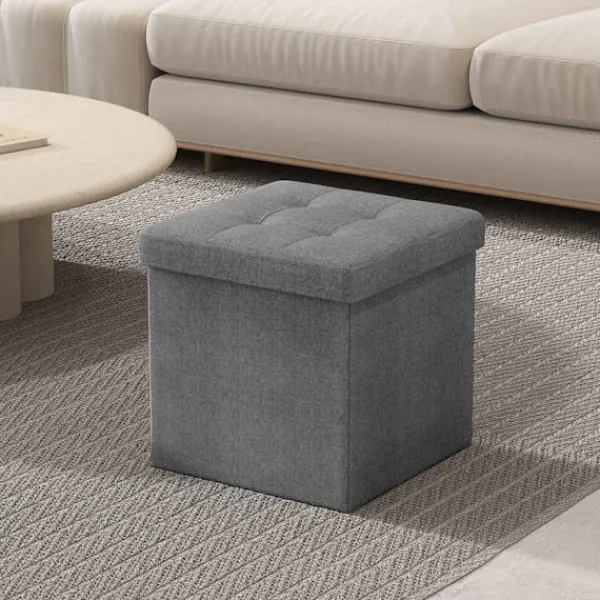 Rootz Living Sittpuffar>Rootz Seat Pall - Bänk med förvaring - Ottoman med förvaring - 22L kapacitet - 30 x 30 x 30 cm - ljusgrå