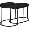 Rootz Living Småbord>Rootz Set med 2 sidobord - Soffbord - Industriell design - Vardagsrum - Sovrum - Hall - Svart - Ø50 x 50,5H cm