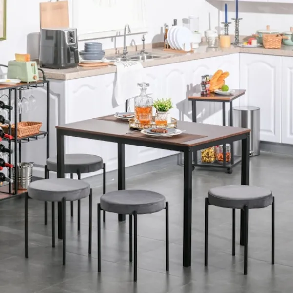 Rootz Living Pallar>Rootz Set Of 4 Matsal - Grå - Polyester, Stål - 16,33 cm x 16,33 cm x 18,11 cm