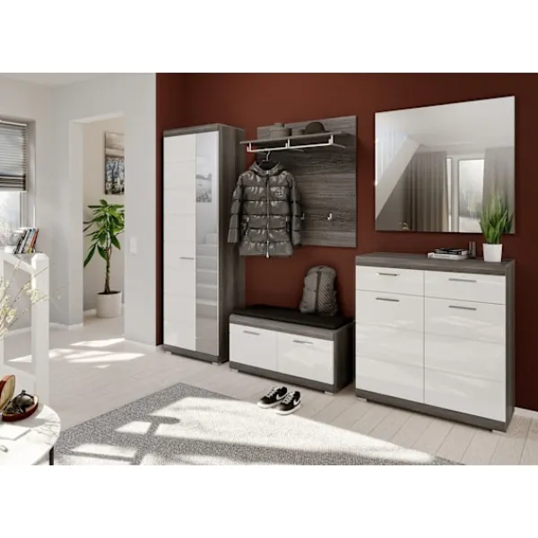 Rootz Living Byråer>Rootz Shoe Cabinet Scout - Garderob Piece - Shoe Organizer - High Gloss Front - Hållbart trä - 90 cm x 96 cm x 37 cm