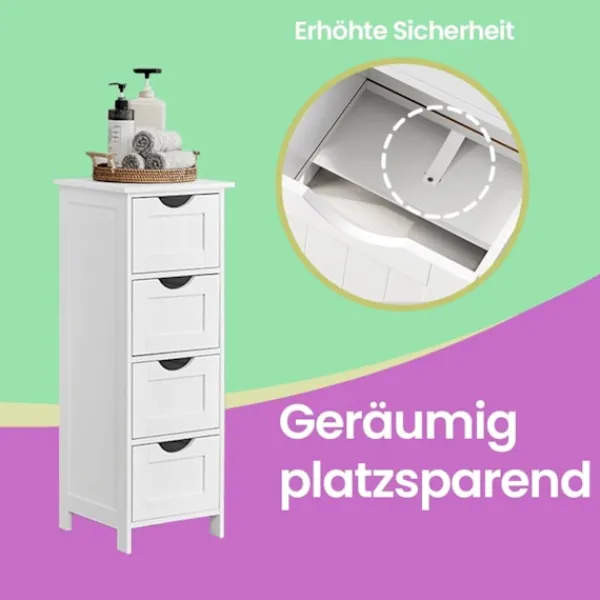 Rootz Living Byråer>Rootz Side Cabinet 4 Drawer Unit - Badrumslagring - Arrangör - Funktionell design - 30 cm x 82 cm x 30 cm