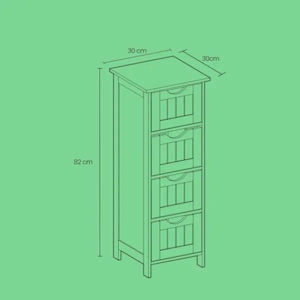 Rootz Living Byråer>Rootz Side Cabinet 4 Drawer Unit - Badrumslagring - Arrangör - Funktionell design - 30 cm x 82 cm x 30 cm