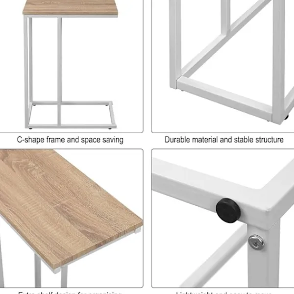 Rootz Living Småbord>Rootz sidobord - C-format gavelbord - Modernt soffbord - MDF & metallram - Stabil konstruktion - 45cm x 25cm Bordsskiva - 63,5cm Höjd
