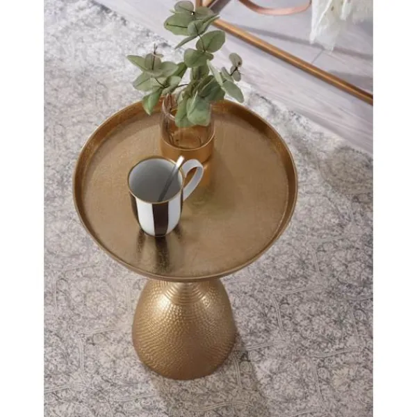 Rootz Living Småbord>Rootz sidobord guld 33x33x53 cm sidobord aluminium - Runt soffbord i metall - Vardagsbord Soffa Modern - Soffbord högt