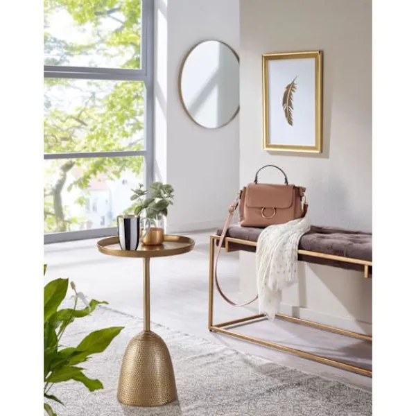 Rootz Living Småbord>Rootz sidobord guld 33x33x53 cm sidobord aluminium - Runt soffbord i metall - Vardagsbord Soffa Modern - Soffbord högt