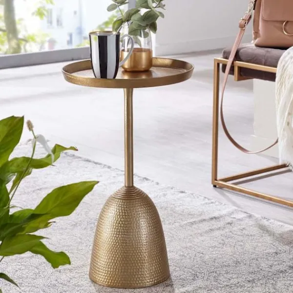 Rootz Living Småbord>Rootz sidobord guld 33x33x53 cm sidobord aluminium - Runt soffbord i metall - Vardagsbord Soffa Modern - Soffbord högt