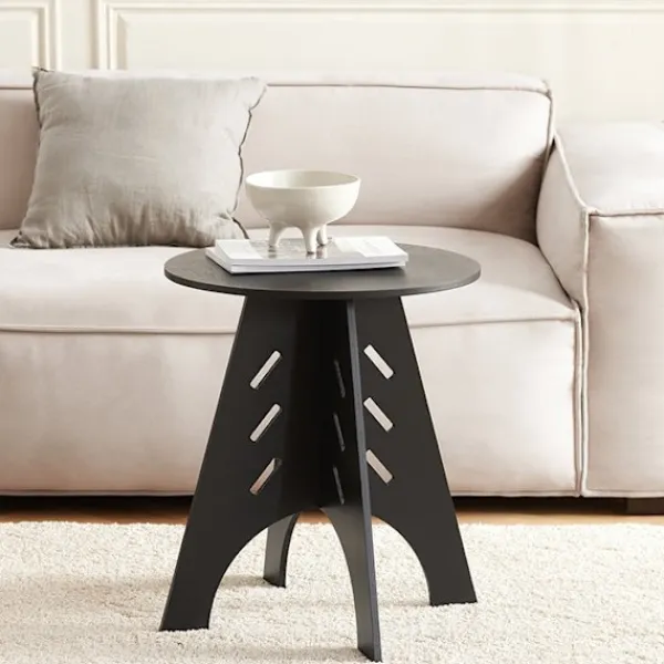 Rootz Living Småbord>Rootz sidobord i trä - Soffbord - Tappbord - Enkel montering - Miljövänlig - Bullerdämpande golvskydd - H48,5 x Ø30,5 cm - Svart