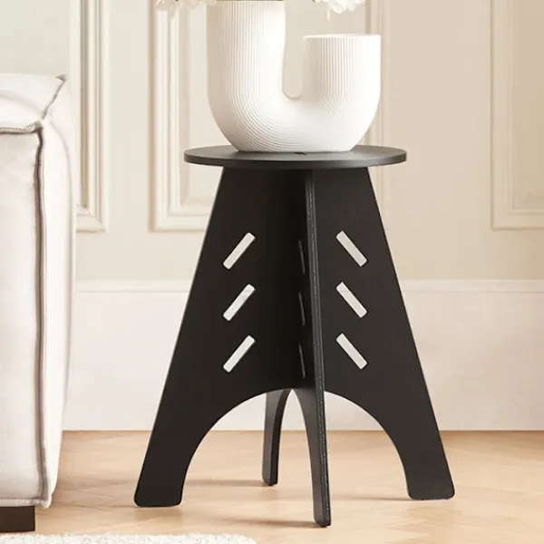 Rootz Living Småbord>Rootz sidobord i trä - Soffbord - Tappbord - Enkel montering - Miljövänlig - Bullerdämpande golvskydd - H48,5 x Ø30,5 cm - Svart