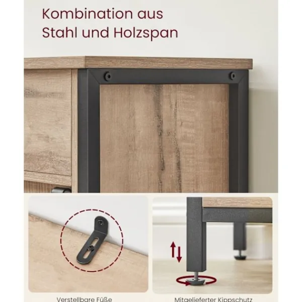 Rootz Living Sideboards>Rootz sidoskåp - Förvaringsenhet - Spånstål - Ek Brun-Svart - 30cm x 70cm x 80cm - Heavy-Duty - Låda - 20,3 kg Vikt - 30 kg Kapacitet