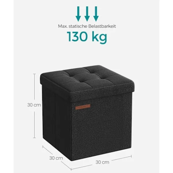 Rootz Living Kistor & Koffertar>Rootz sitskista - Förvaring Ottoman - Fotstöd - Imiterat linne - MDF - Skum - 30 cm x 30 cm x 30 cm - Basic Black - 1,6 kg - 130 kg Max belastning - 2 | Fyndiq