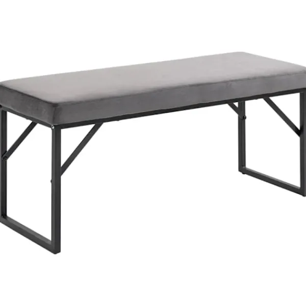 Rootz Living Balkongmöbler>Rootz Sittbänk - Stoppad kudde - Skobänk- Hallsbänk- Inklusive klädsel - Sammetspolyester - Mörkgrå + Svart - 100L x 35W x 47H cm