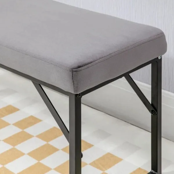 Rootz Living Balkongmöbler>Rootz Sittbänk - Stoppad kudde - Skobänk- Hallsbänk- Inklusive klädsel - Sammetspolyester - Mörkgrå + Svart - 100L x 35W x 47H cm