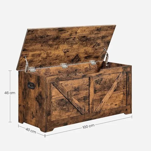 Rootz Living Kistor & Koffertar>Rootz Skobänk - Förvaringsbänk - Bänk med förvaringsutrymme - Skoförvaringsbänk - Skobänk i trä - Spånskiva - Vintage Brun - 100 x 40 x 46 cm