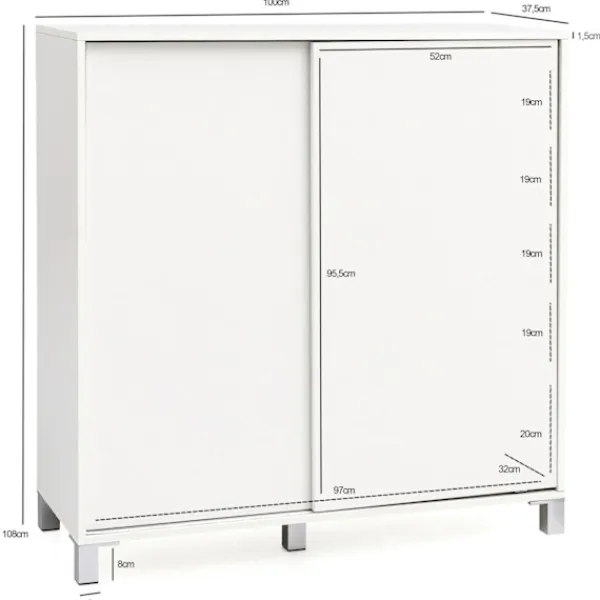 Rootz Living Skåp>Rootz skoskåp trä vit 100x108x37,5 cm hylla hög - Design skohylla Stora 20 par skor Skohylla hall - Skoförvaringsutrymme sparar - Skoförvaring hallmöb | Fyndiq