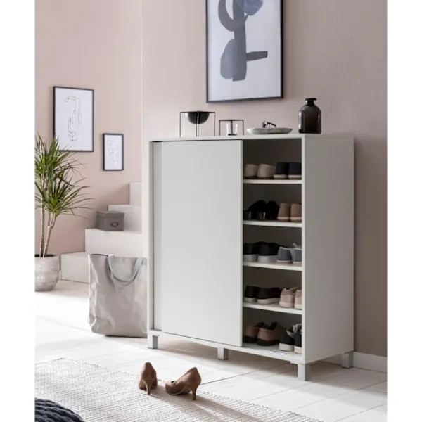 Rootz Living Skåp>Rootz skoskåp trä vit 100x108x37,5 cm hylla hög - Design skohylla Stora 20 par skor Skohylla hall - Skoförvaringsutrymme sparar - Skoförvaring hallmöb | Fyndiq