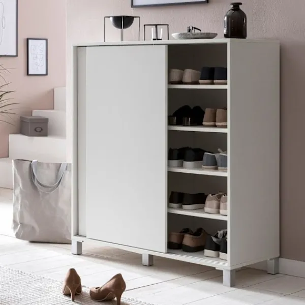 Rootz Living Skåp>Rootz skoskåp trä vit 100x108x37,5 cm hylla hög - Design skohylla Stora 20 par skor Skohylla hall - Skoförvaringsutrymme sparar - Skoförvaring hallmöb | Fyndiq