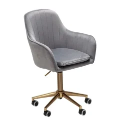 Rootz Living Kontorsmöbler>Rootz skrivbord sammetsgrå - Design snurrstol med ryggstöd - Arbetsstol 120 kg justerbar i höjdled - Skalstol med hjul - Vridstol