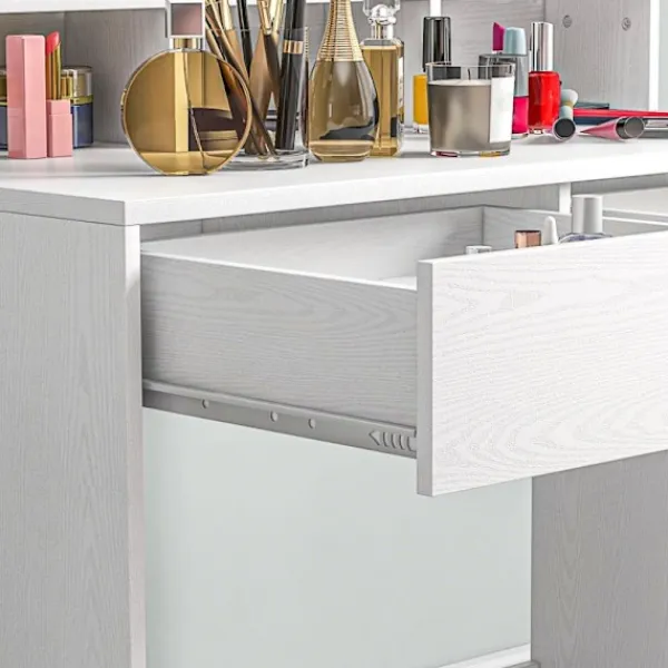 Rootz Living Sminkbord>Rootz Sminkbord - Sminkbord - Sminkbord - Gott om förvaring och belysning - 80W x 40D x 135H cm