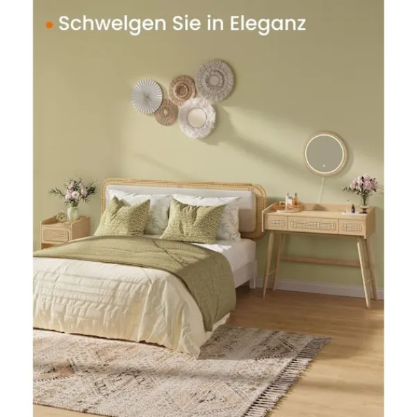 Rootz Living Sminkbord>Rootz Sminkbord med spegel - Sminkbord - Sminkbord - LED-belysning - 43 cm x 90 cm x 82 cm - Ben i massivt trä - MDF - Spånskiva