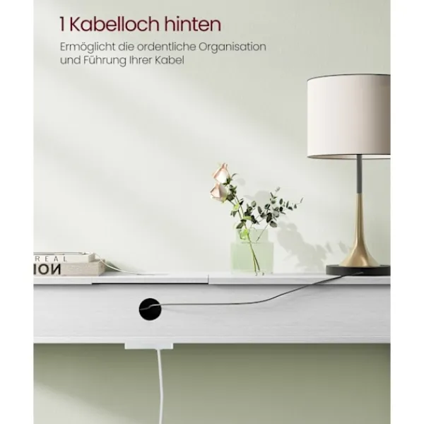 Rootz Living Småbord>Rootz Snövit spånskiva stål sidobord - Ändbord - Nattduksbord - Power Strip - Lätt - Robust - Enkel montering - 25 cm x 120 cm x 81,1 cm